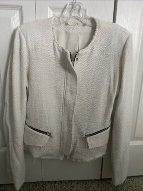 Gibson White Bouclé Zip Pocket Women's Jacket